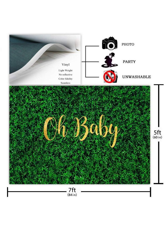 Avezano Oh Baby Green Leaves Backdrop For Baby Shower Decoration 7X5Ft Greenery Nature Spring Safari Rustic Lawn Pregnancy Party Gender Reveal Birthday Party Banner Photoshoot Background  - Image 3