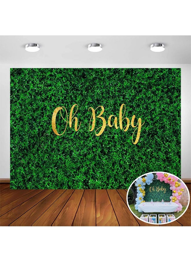 Avezano Oh Baby Green Leaves Backdrop For Baby Shower Decoration 7X5Ft Greenery Nature Spring Safari Rustic Lawn Pregnancy Party Gender Reveal Birthday Party Banner Photoshoot Background  - Image 1