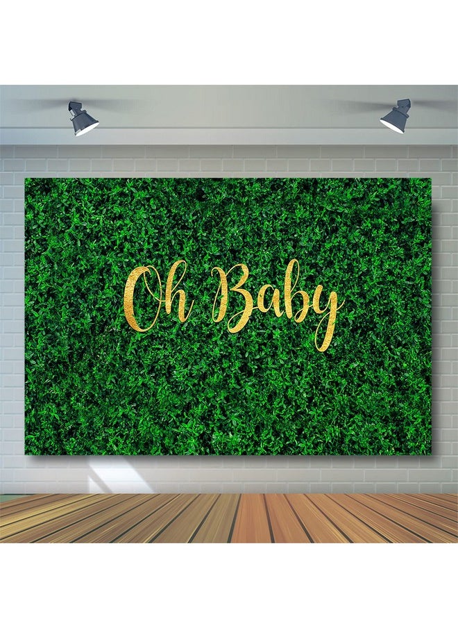 Avezano Oh Baby Green Leaves Backdrop For Baby Shower Decoration 7X5Ft Greenery Nature Spring Safari Rustic Lawn Pregnancy Party Gender Reveal Birthday Party Banner Photoshoot Background  - Image 5