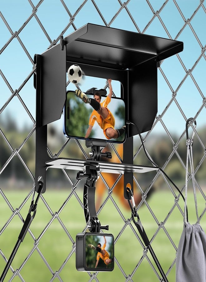 LC-dolida Cell Phone Fence Mount Shade - All-in-One Mounting Kit for iPhone, GoPro, Samsung, Mevo Start, Insta360 and Action Cameras, Ideal for Recording Baseball, Football, Tennis Games - Image 1