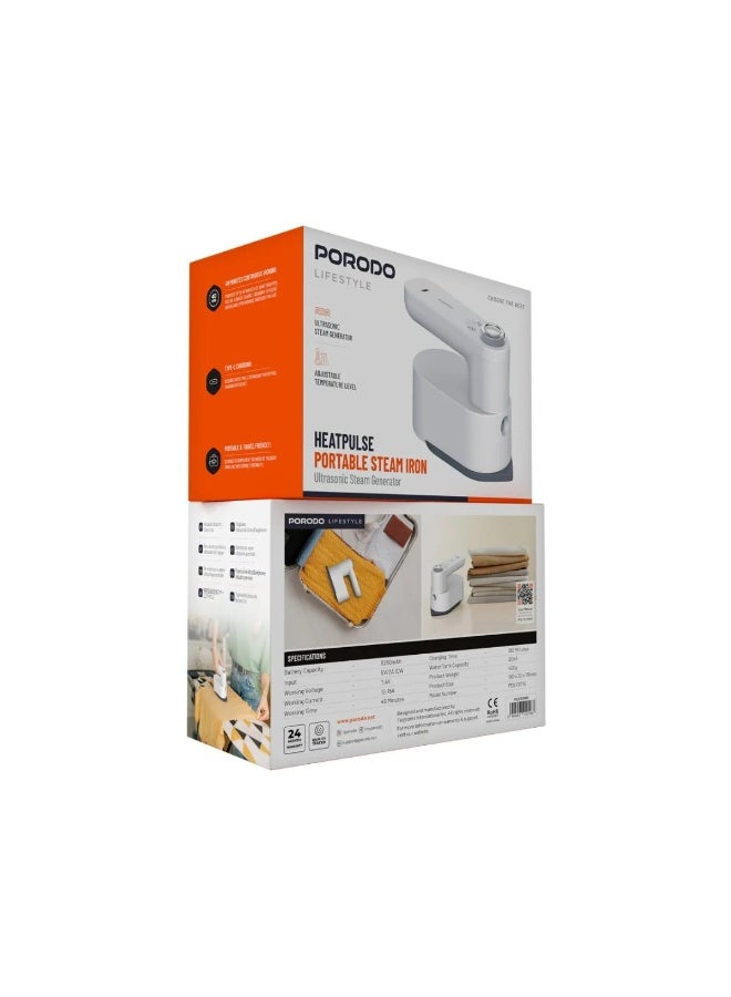 Porodo Lifestyle Heatpulse Portable Steam Iron with Adjustable Temperature & 5200mAh Battery - Image 4