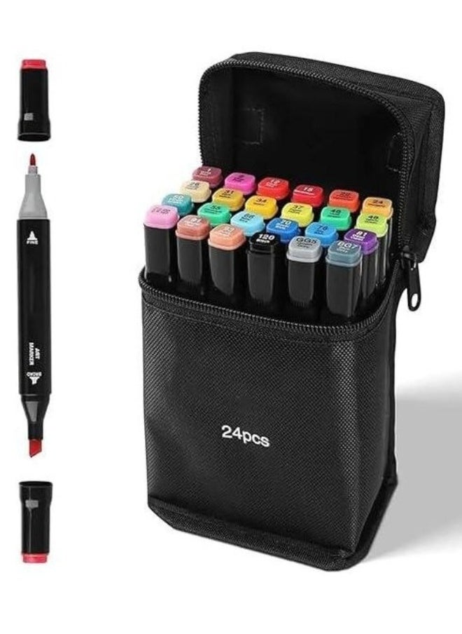 Touch 24 Colors Dual Tip Marker Pen Set Graphic Design Drawing Coloring Pen Set  - Image 1