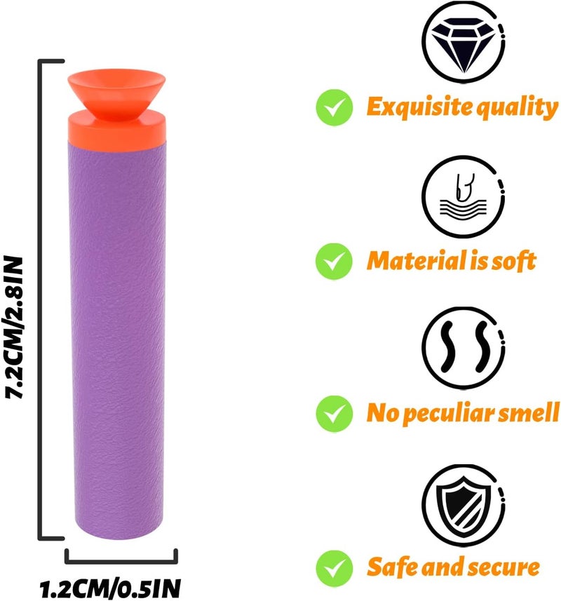 EKIND 100 Pcs Suction Darts Refill Pack Foam Bullet Compatible for NERF N-Strike Series Blaster (Purple) - Image 2