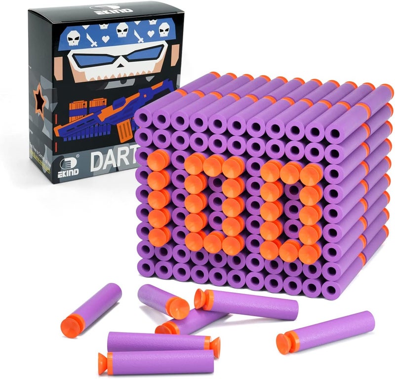 EKIND 100 Pcs Suction Darts Refill Pack Foam Bullet Compatible for NERF N-Strike Series Blaster (Purple) - Image 1