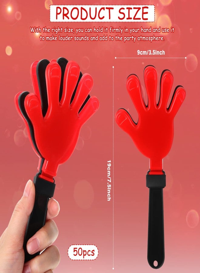Leitee 50 Pieces 7.5 Inch Black Red Hand Clappers Noise Makers Plastic Clappers Noisemakers for Birthday Party Sports Event Game Carnival Holiday Party Supplies - Image 2