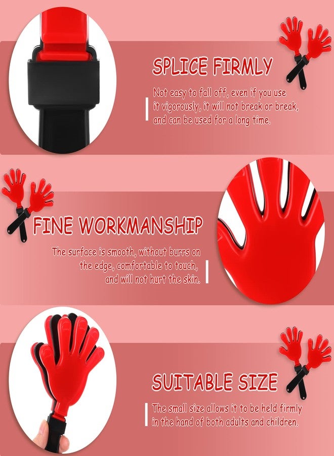 Leitee 50 Pieces 7.5 Inch Black Red Hand Clappers Noise Makers Plastic Clappers Noisemakers for Birthday Party Sports Event Game Carnival Holiday Party Supplies - Image 3