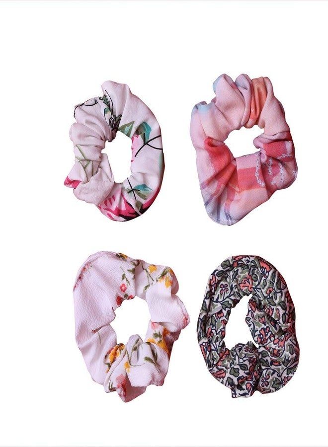 Nnr_Girls Polyester Wallet Hair Scrunchies Rubber Band_Pack Of 4 Pcs Smp -Multicolor - Image 1