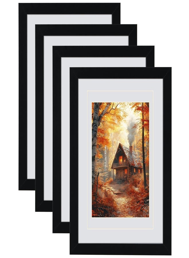 Serwrsw 5x7 Black Picture Frame with Double White Mat 4 Pack, 5 by 7 Family Wedding Frame Fits 3 Photo Sizes, with Mat for 3.5x5 or 4x6, without Mat for 5x7, Display on Tabletop or Wall - Image 1