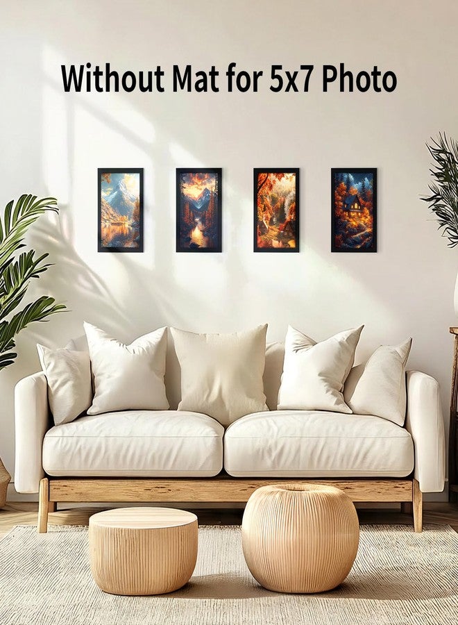 Serwrsw 5x7 Black Picture Frame with Double White Mat 4 Pack, 5 by 7 Family Wedding Frame Fits 3 Photo Sizes, with Mat for 3.5x5 or 4x6, without Mat for 5x7, Display on Tabletop or Wall - Image 5