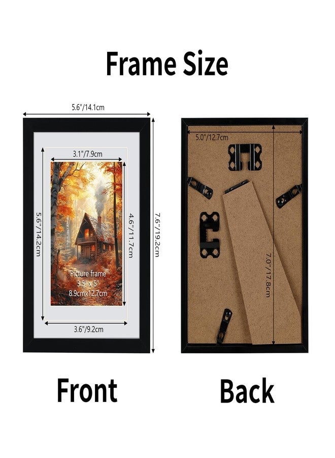 Serwrsw 5x7 Black Picture Frame with Double White Mat 4 Pack, 5 by 7 Family Wedding Frame Fits 3 Photo Sizes, with Mat for 3.5x5 or 4x6, without Mat for 5x7, Display on Tabletop or Wall - Image 3