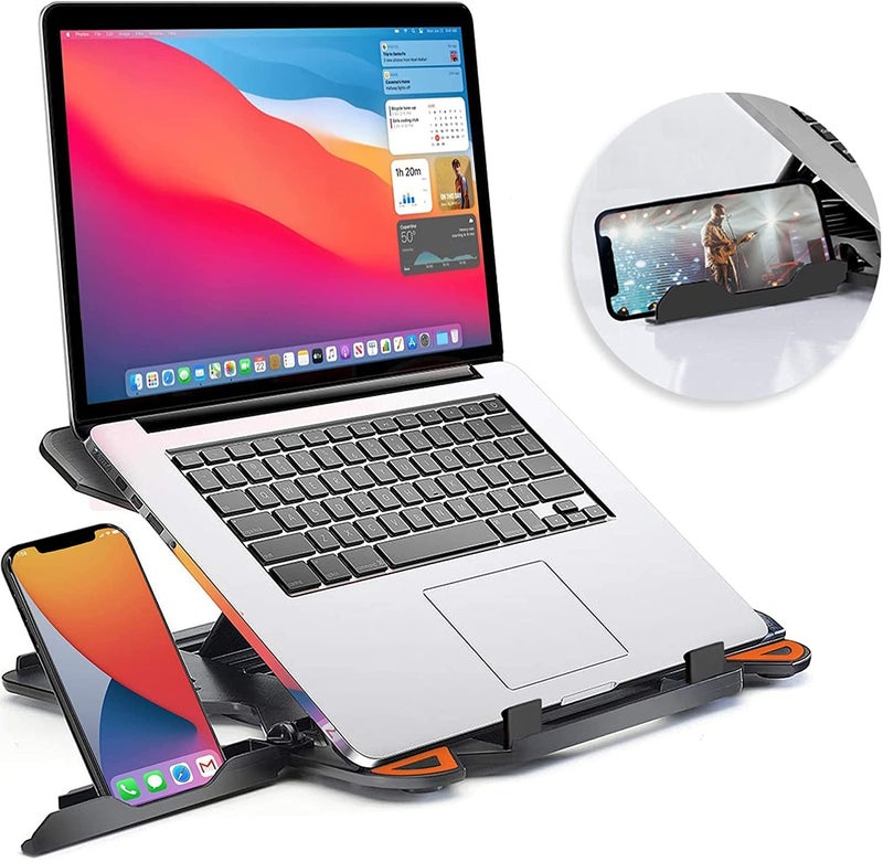 STRIFF Laptop Tabletop Stand, Adjustable Laptop Computer Stand, Multi-Angle, Portable Foldable Laptop Riser Notebook Holder Compatible for 9 to 15.6 Laptops (Black) - Image 1