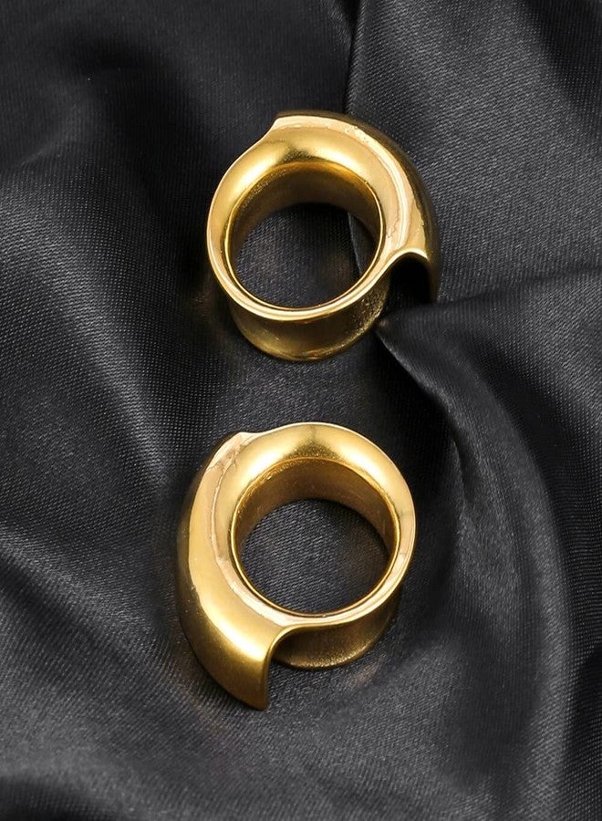 Earblity 2PCS 8mm/0g Gold Cuff Lobes Gauges for Ears Basic Ear Plugs Tunnels for Stretched Ears Hypoallergenic 316 Stainless Steel Ear Body Piercing Jewelry for Women Men - Image 5