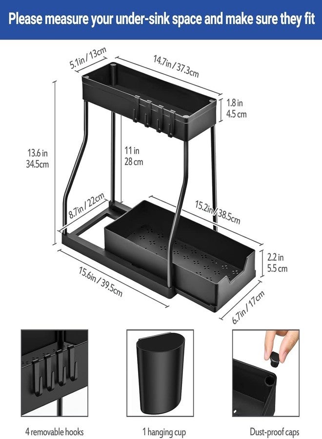 SUNBEET Sink Organizer, 2-Tier L-Shape Sliding Under Sink Organizers and Storage, Under Counter Storage Organizer Pull Out Under Sink Storage for Kitchen Bathroom - Image 3