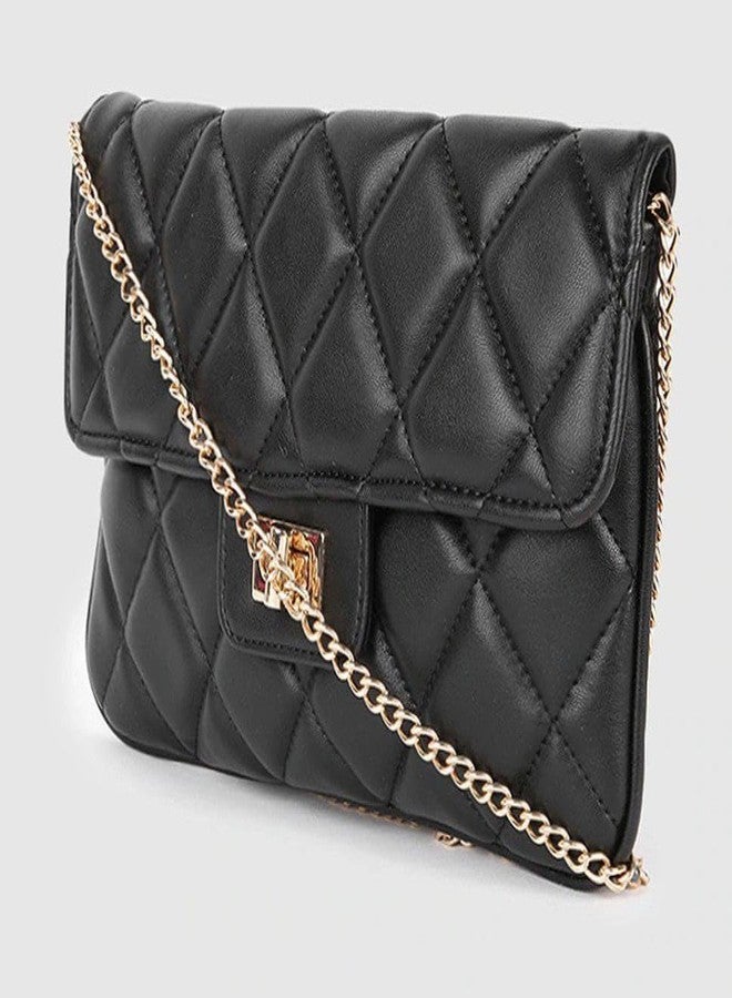 Vintage Black Sling Bag Women's Leatherette Sling Bag (Black) (Black_FGO-458) - Image 3