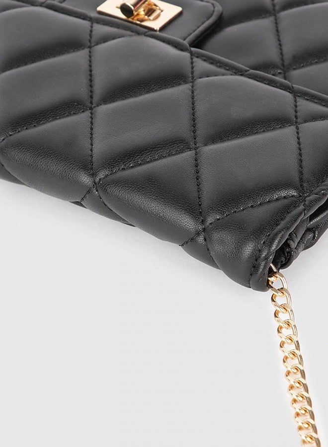 Vintage Black Sling Bag Women's Leatherette Sling Bag (Black) (Black_FGO-458) - Image 5
