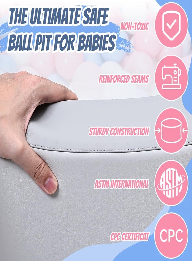 Moncoland Leather Foam Ball Pit for Toddlers: Waterproof Baby Ball Pit with Soft Memory Foam - Large Soft-Play Set Baby Playpen Indoor Outdoor Games - Ideal Gifts Toys for Boys and Girls (Upgraded Round) - Image 5