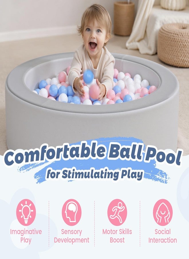 Moncoland Leather Foam Ball Pit for Toddlers: Waterproof Baby Ball Pit with Soft Memory Foam - Large Soft-Play Set Baby Playpen Indoor Outdoor Games - Ideal Gifts Toys for Boys and Girls (Upgraded Round) - Image 4