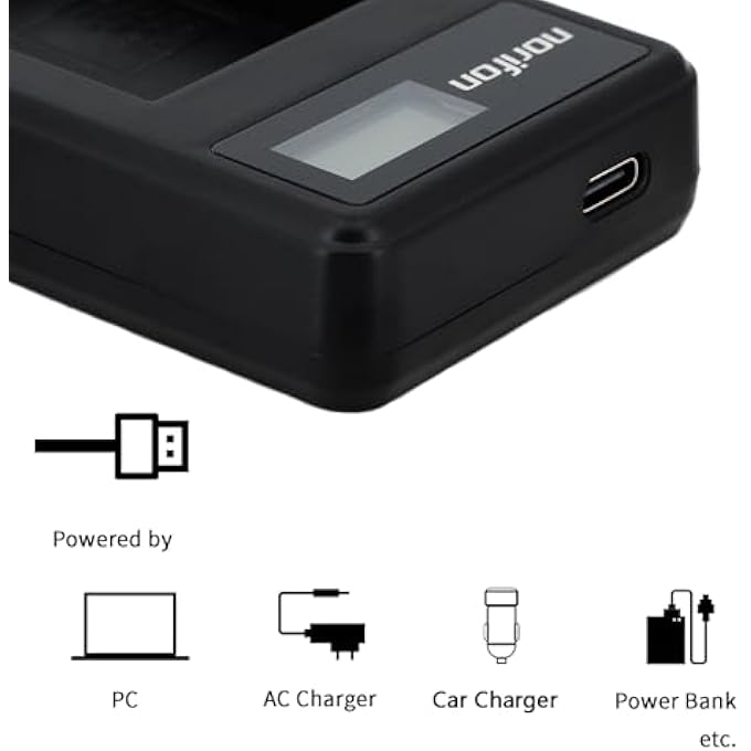 Norifon EN-EL15 LCD USB CHARGER FOR NIKON 1 V1, D500, D600, D610, D7000, D7100, D7200, D750, D800, D800E, D810, D810A CAMERA AND MORE - Image 2