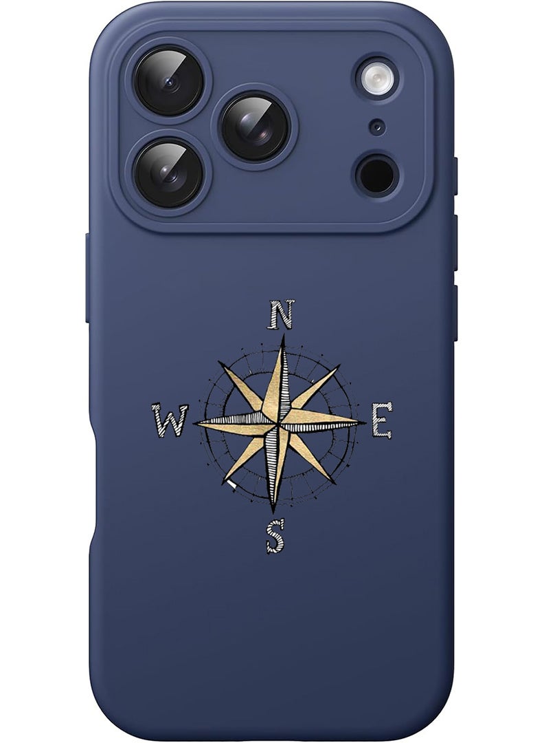 Theodor Protective Slim Fit Case Liquid Silicone Cover with Full Body Protection Anti-Scratch Shockproof Case For Apple iPhone 17 Pro Max (Blue) Compass - Image 1