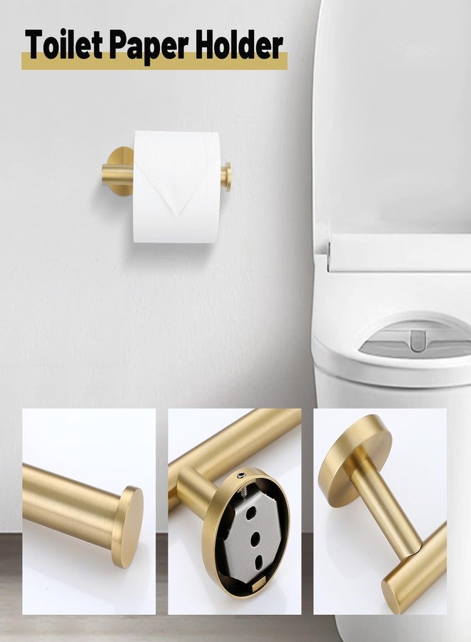soaez Bathroom Towel Holder Set, 6 Pieces Brushed Gold Towel Bar Bathroom Hardware Accessories Set, SUS304 Stainless Steel Towel Rack Towel Ring Toilet Paper Holder Set Wall Mounted - Image 5