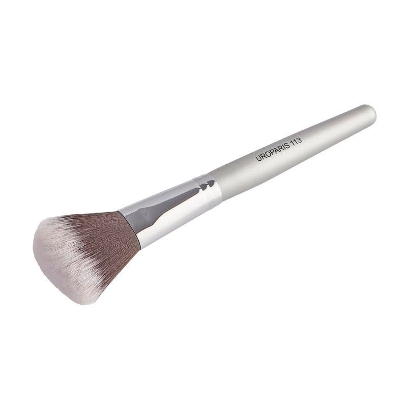 UROPARIS 113 Powder Brush Fine Smooth Synthetic Bristles for Even and Controlled Powder Application Wooden Handle with Brass Accents Silver 1 Piece - Image 2