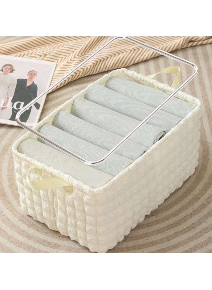 Hanayo - 2 Pcs Storage Boxes Foldable Storage Box with Handle Storage Bins Closet Organizers Shelf Baskets Storage Bins for Clothing Toys Books(White) - Image 1