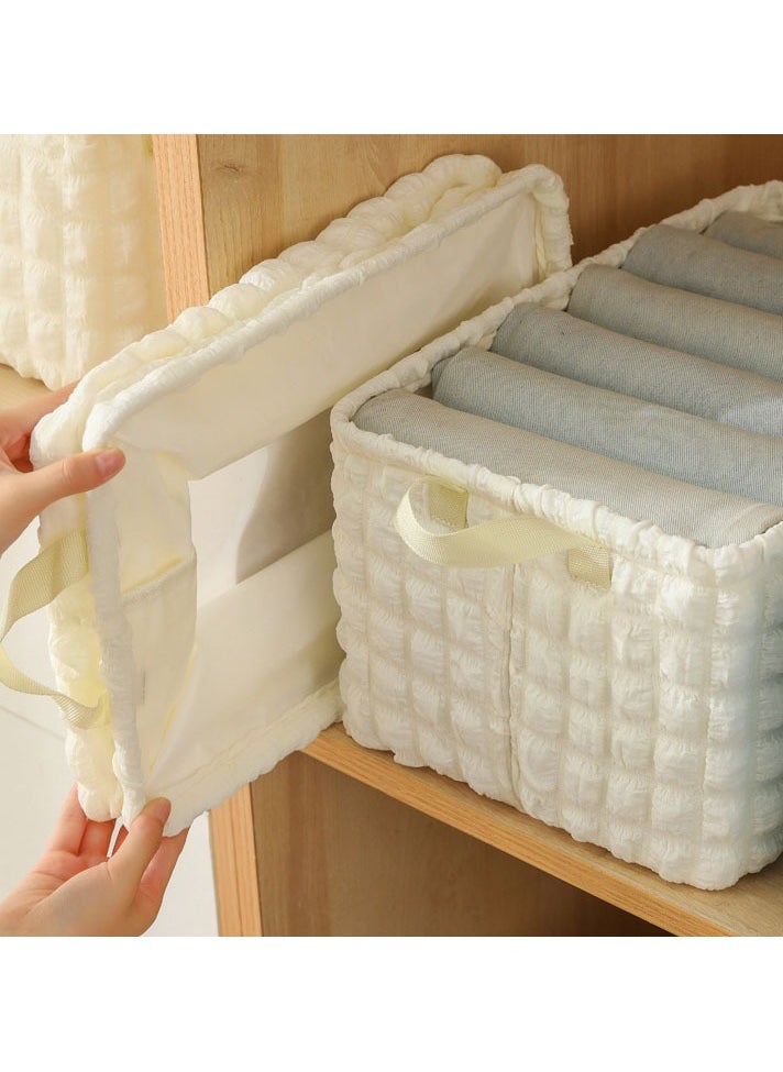 Hanayo - 2 Pcs Storage Boxes Foldable Storage Box with Handle Storage Bins Closet Organizers Shelf Baskets Storage Bins for Clothing Toys Books(White) - Image 1