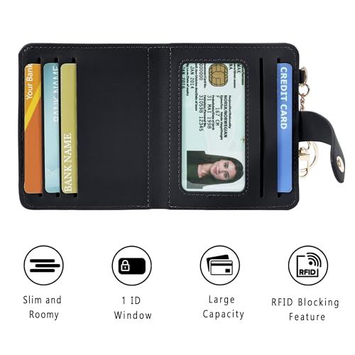 Airkit محفظة صغيرة للنساء من Airkit مع تقنية حجب RFID - حافظة بطاقات جلدية - مع نافذة هوية - محافظ بطاقات للنساء - مع حقيبة نقود بسحاب - محفظة مع سلسلة مفاتيح - Image 5