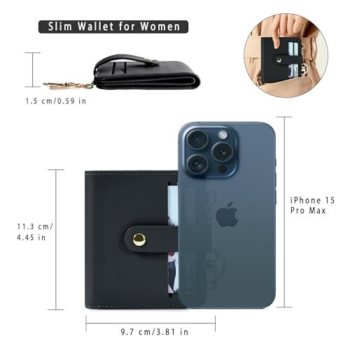 Airkit محفظة صغيرة للنساء من Airkit مع تقنية حجب RFID - حافظة بطاقات جلدية - مع نافذة هوية - محافظ بطاقات للنساء - مع حقيبة نقود بسحاب - محفظة مع سلسلة مفاتيح - Image 2