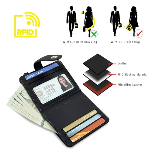 Airkit محفظة صغيرة للنساء من Airkit مع تقنية حجب RFID - حافظة بطاقات جلدية - مع نافذة هوية - محافظ بطاقات للنساء - مع حقيبة نقود بسحاب - محفظة مع سلسلة مفاتيح - Image 4