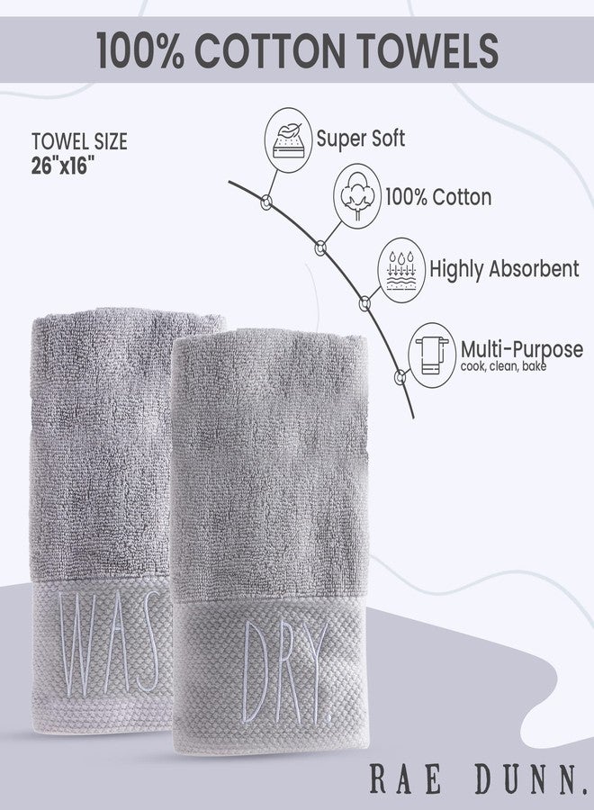 Rae Dunn Hand Towels, Embroidered Decorative Hand Towel for Kitchen and Bathroom, 100% Cotton, Wash/Dry, 16"x 28" - Image 4