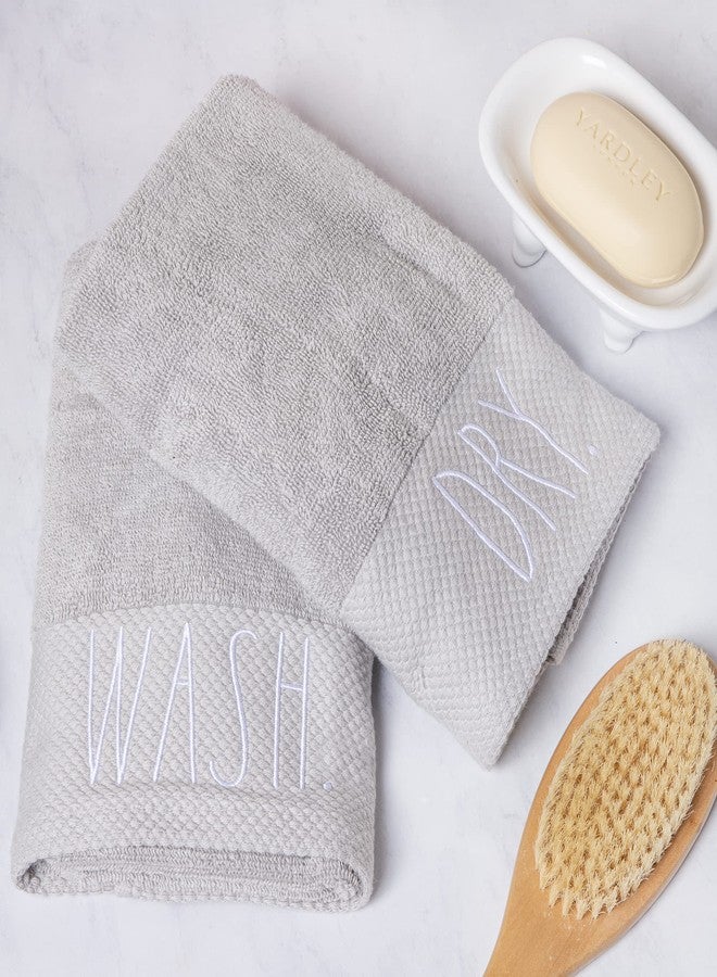 Rae Dunn Hand Towels, Embroidered Decorative Hand Towel for Kitchen and Bathroom, 100% Cotton, Wash/Dry, 16"x 28" - Image 2