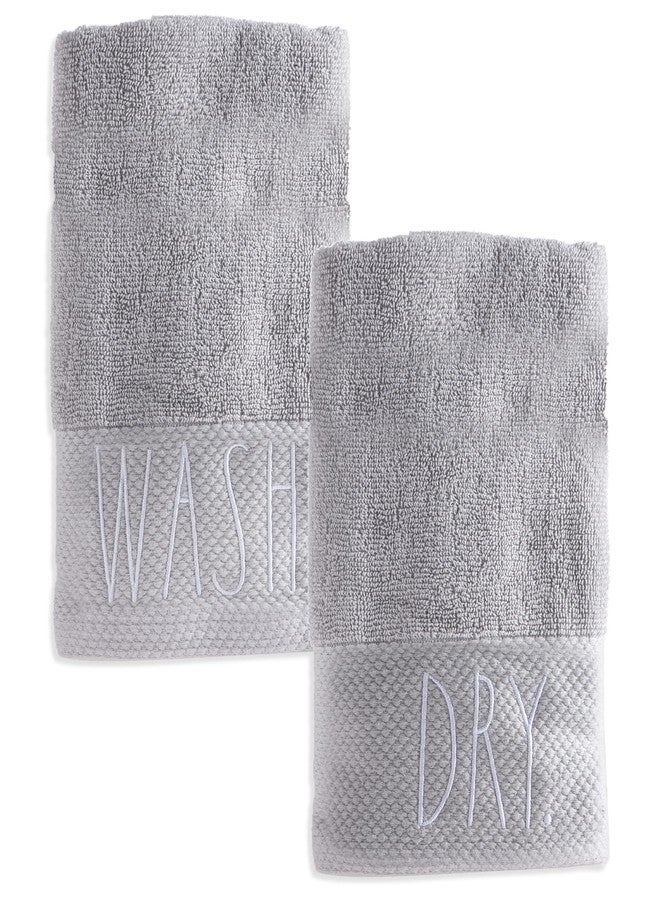 Rae Dunn Hand Towels, Embroidered Decorative Hand Towel for Kitchen and Bathroom, 100% Cotton, Wash/Dry, 16"x 28" - Image 1