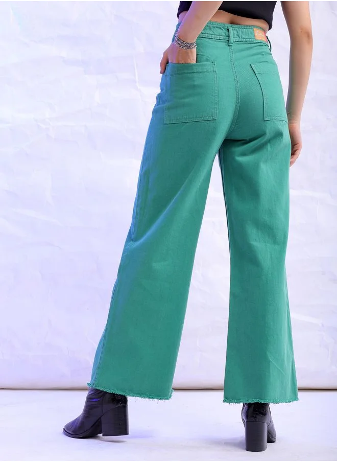 مرفوعة Women Bootcut Solid High-Rise Jeans