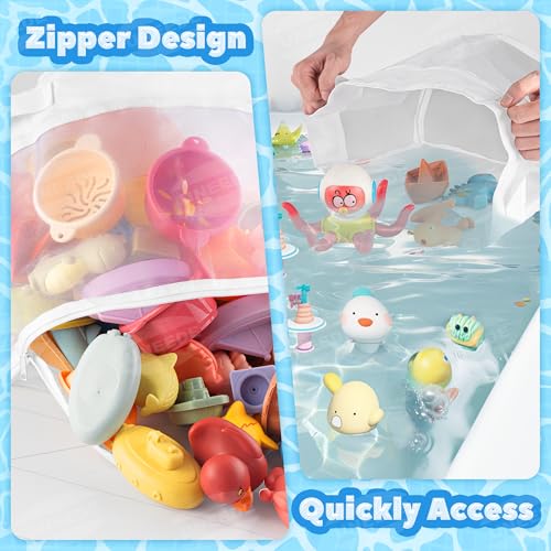 UNEEDE Bath Toy Organizer,4 Gallons Bathtub Toy Storage Organizer,Quick Access Bath Toy Holder for Bathtub,Baby Organizere,Quick Dry Baby for Tub,Mesh Shower Caddy - Image 4