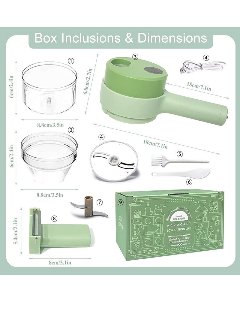 ELTRAZONE 4 in 1 Handheld Electric Vegetable Cutter Set, Portable Mini Wireless Food Processor with Brush, Gatling Vegetable Cutter Electric Garlic Chopper for Garlic Pepper Chili Onion Celery Ginger Meat  - Image 2
