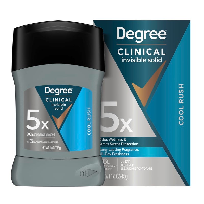 Degree Clinical Strength Antiperspirant Deodorant 96-Hour Sweat and Odor Protection Cool Rush Invisible Solid 5x Types of Sweat 1.6 OZ - Image 1