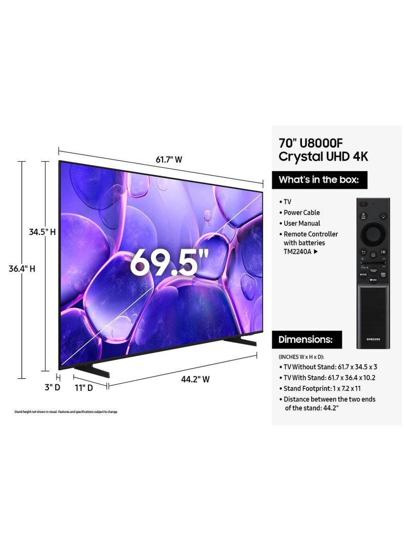 سامسونج تلفاز ذكي 70 بوصة مع معالج كريستال UHD 4K UA70U8000FUXEG أسود (2025) - Image 5