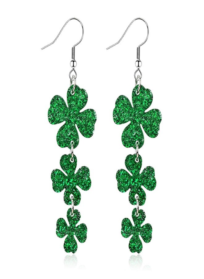 RLHRNDE St Patrick's Day Earrings for Women Handmade Shamrock Dangle Earrings Sparkling Green Clover Drop Earrings Good Luck Jewelry Gift for Irish Festival (Sparkling Green) - Image 1