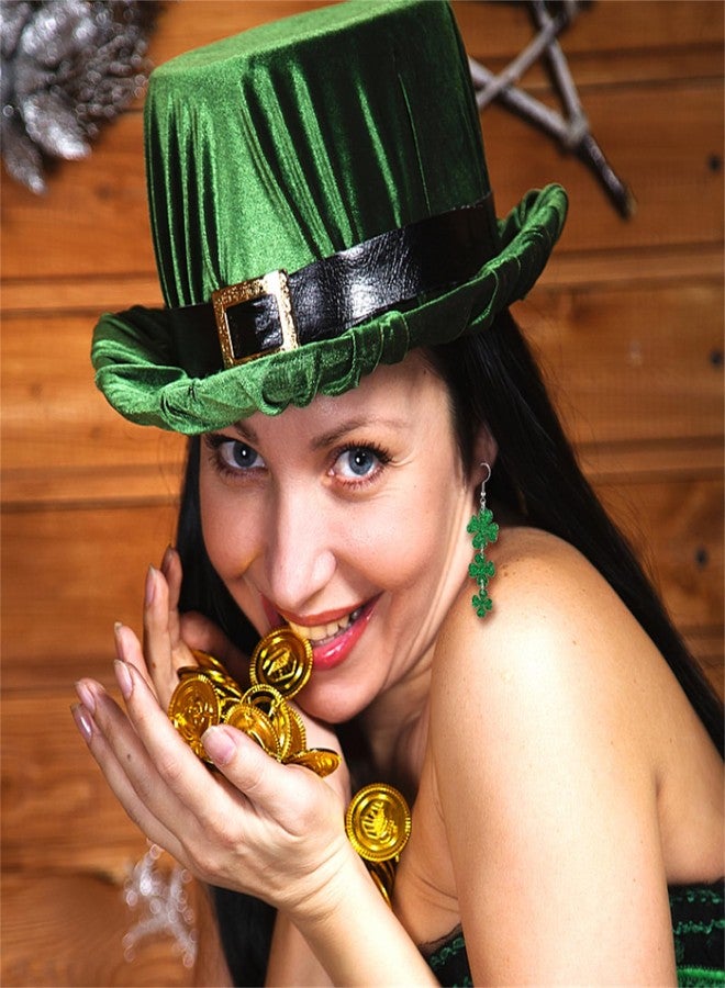 RLHRNDE St Patrick's Day Earrings for Women Handmade Shamrock Dangle Earrings Sparkling Green Clover Drop Earrings Good Luck Jewelry Gift for Irish Festival (Sparkling Green) - Image 4