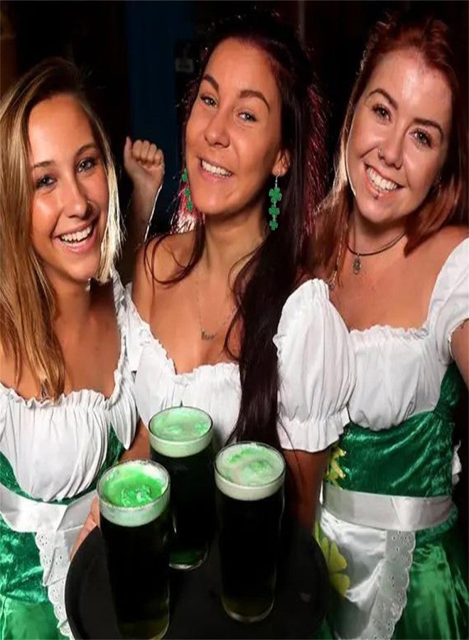 RLHRNDE St Patrick's Day Earrings for Women Handmade Shamrock Dangle Earrings Sparkling Green Clover Drop Earrings Good Luck Jewelry Gift for Irish Festival (Sparkling Green) - Image 2