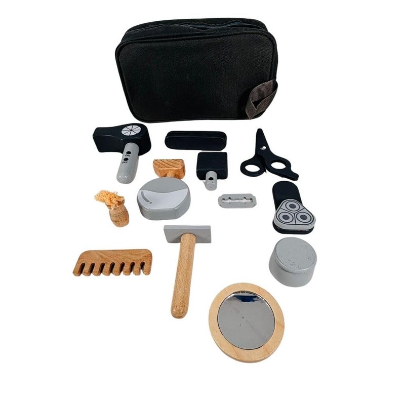 Grooming Kit 12 Pieces Wooden Handles Canvas Carrying Case - Image 2