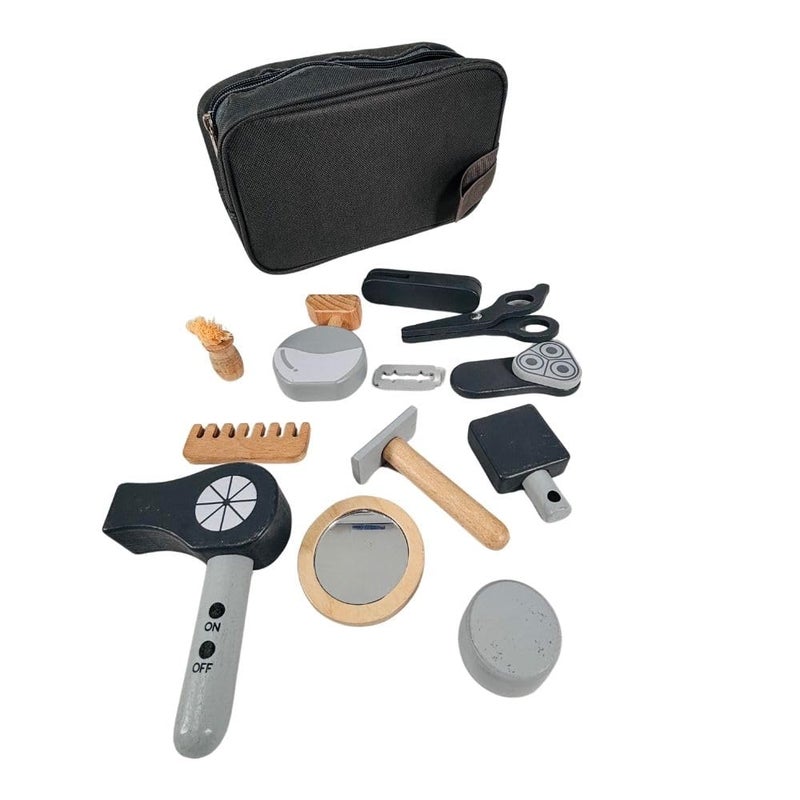 Grooming Kit 12 Pieces Wooden Handles Canvas Carrying Case - Image 1