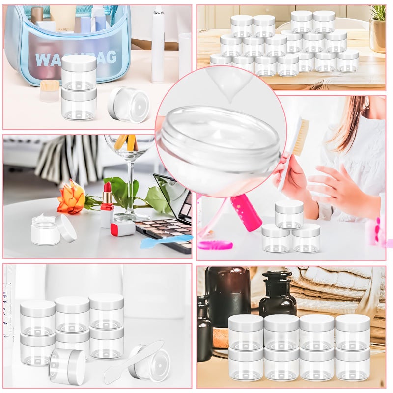 MotBach 35 Pack 20g Plastic Jars with Lids, 20ml Round Clear Cosmetic Containers Makeup Jars, Travel Size Container Jar with 10 Spatulas for Sample Lotion Cream Eyeshadow Ointment Salve Balm Powder - Image 5