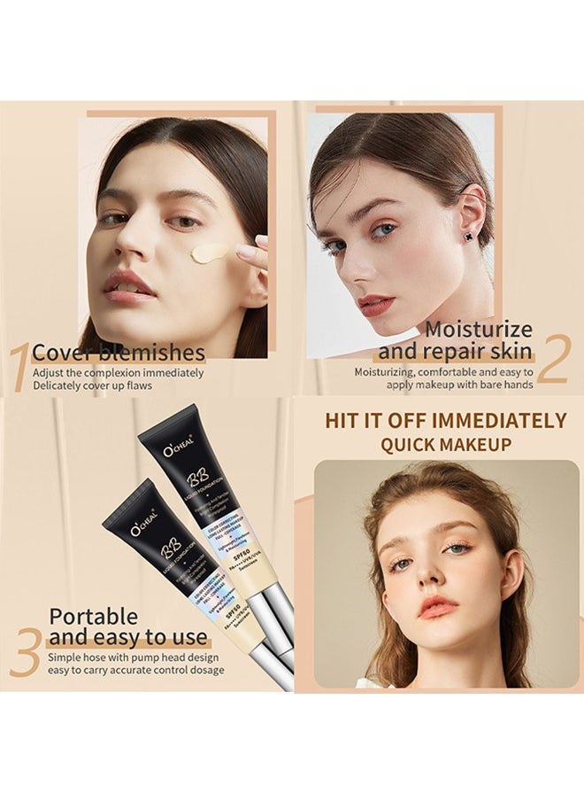 OCHEAL - BB Liquid Foundation Color Correcting Long Lasting Maseup Full Coverage Lightweight, Flowlesss&Moisturizing Instant Age Rewind Perfector BB Cream Sunscreen SPF50(02#Natura) - Image 1