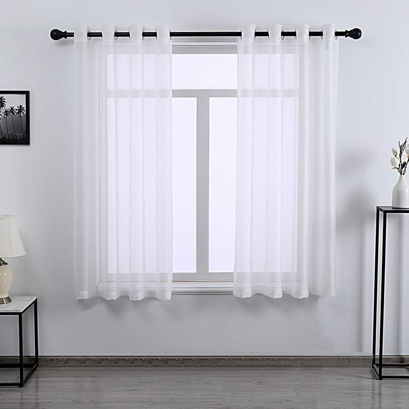 DONREN Clear White Sheer Curtains 63 Inch for Bedroom Luxury Soft Grommet Textured Voile Sheer Curtain Panels for Living Room 2 Panels - Image 1