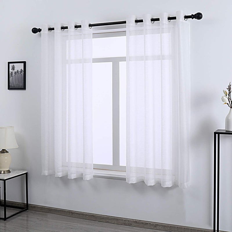 DONREN Clear White Sheer Curtains 63 Inch for Bedroom Luxury Soft Grommet Textured Voile Sheer Curtain Panels for Living Room 2 Panels - Image 2