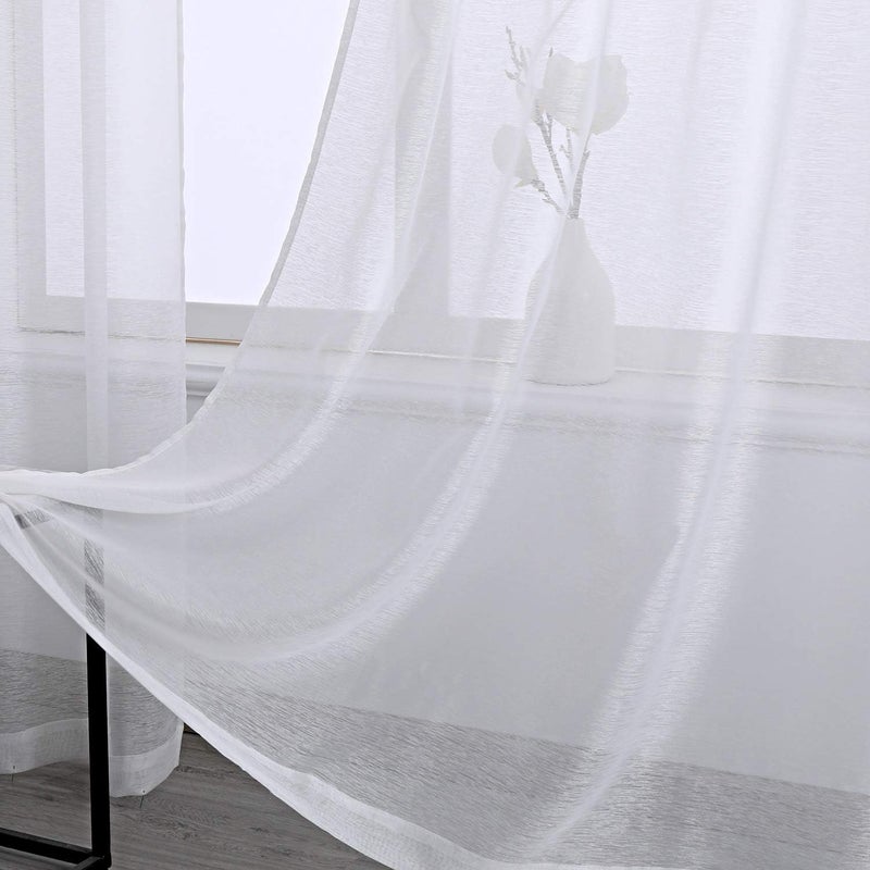 DONREN Clear White Sheer Curtains 63 Inch for Bedroom Luxury Soft Grommet Textured Voile Sheer Curtain Panels for Living Room 2 Panels - Image 3