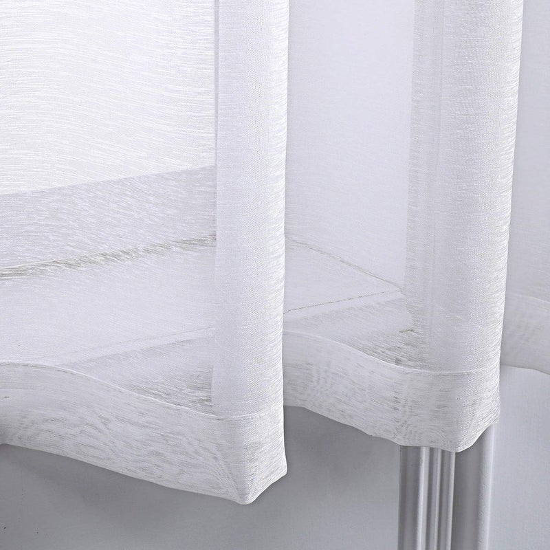 DONREN Clear White Sheer Curtains 63 Inch for Bedroom Luxury Soft Grommet Textured Voile Sheer Curtain Panels for Living Room 2 Panels - Image 5