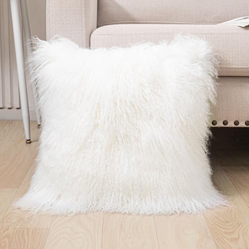 yingda1992 Mongolian Lamb Fur Throw Pillow Cover Soft Fluffy Square Cushion Pillowcase Car Accessories Decorated for Livingroom 20‘’x20‘’ - Image 4